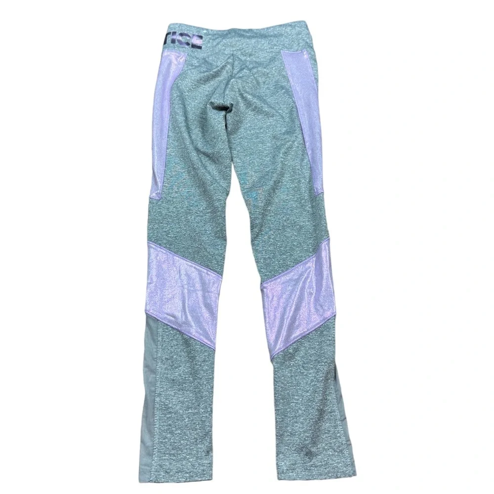 JUSTICE: Girl’s Gray & Metallic Purple Athletic Leggings -Size 12